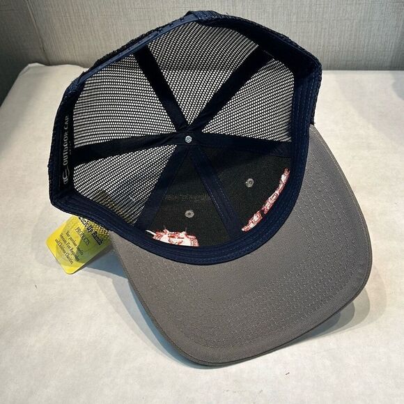 NEW Luck Up Ranch Trucker Hat Cap Gray Blue Mesh Snapback Horseshoe Horse Red Em - Picture 7 of 10